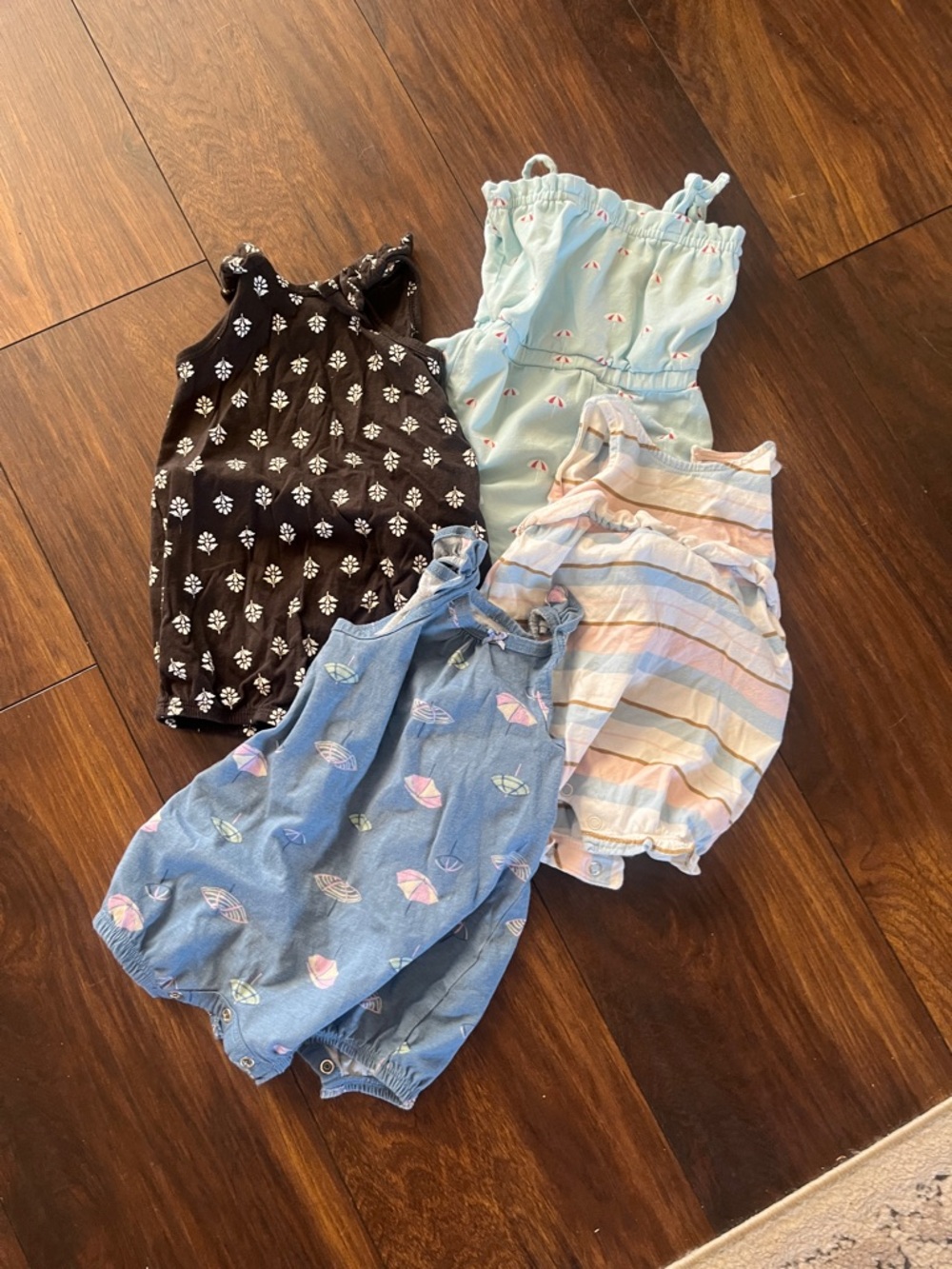 Baby Girl Summer Romper Bundle - Blue, Mint, Black, Pastel Stripe Carter’s etc